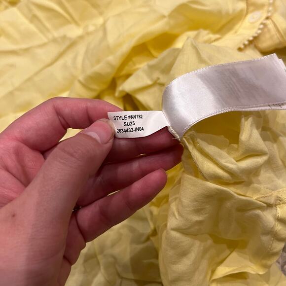 NWT Madewell Shirred Lace Trim Top Sz S Yellow Preppy Casual Boho Cottage - Picture 7 of 7